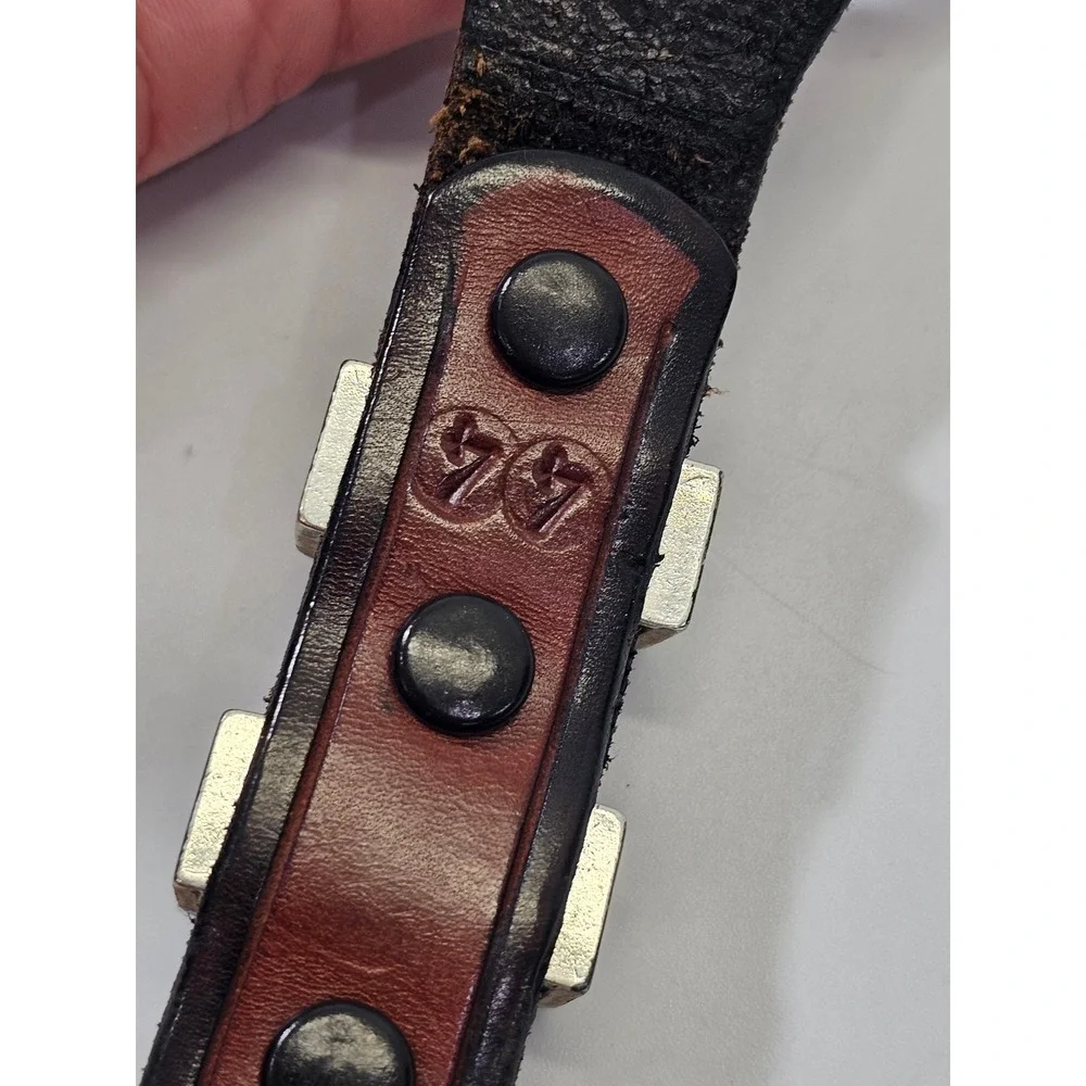 Old Pueblo Open Vintage Western Tooled Brown Leather Belt Silver Hardware 44 EUC